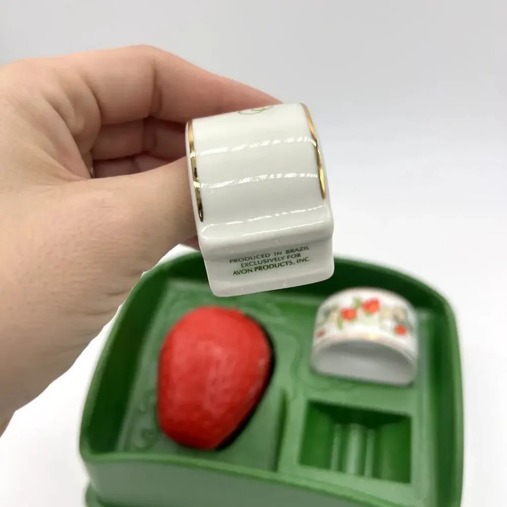 Vintage Avon Strawberry Napkin Ring & Soap Set 70's Hostess Gift Cottagecore